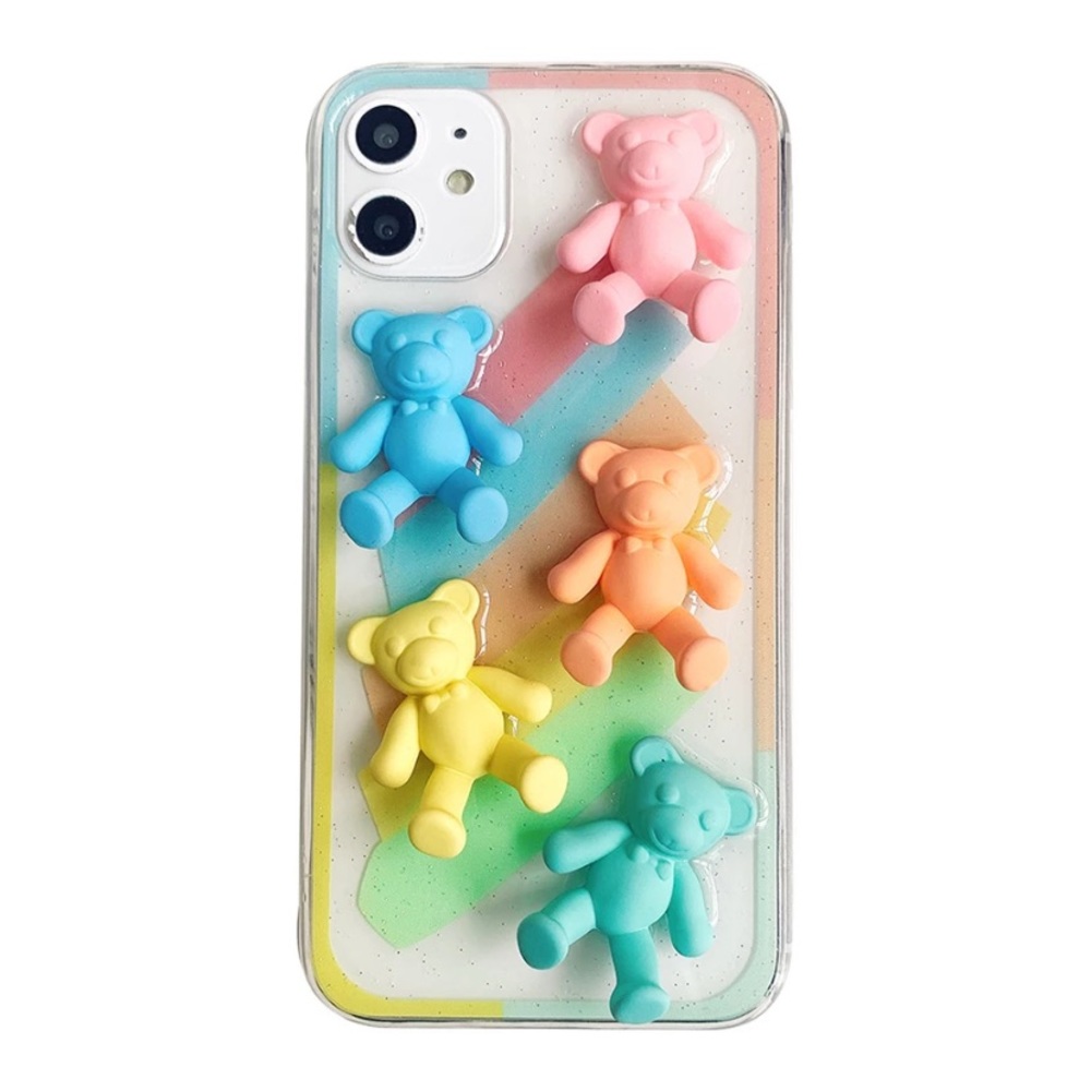 (NEW) 3D Colorful Bear Clear Silicon iPhone Case